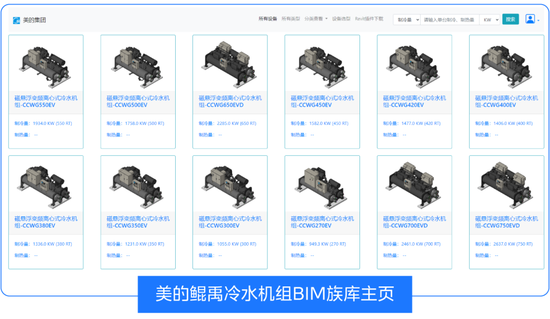 美的鲲禹冷水机组BIM族库重磅更新！